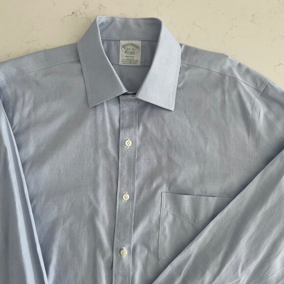 Brooks Brothers Milano Lg Slv Supima Cotton Dress Shirt Blue Sz 15.5 - 36 NWOT - Picture 3 of 15